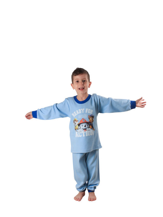 Nina Club Set Top & Bottom Kids Winter Cotton Pyjamas Light Blue