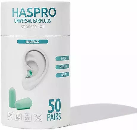Haspro Multipack Universal Earplugs In Green Colour EPUF5051 100 Pieces