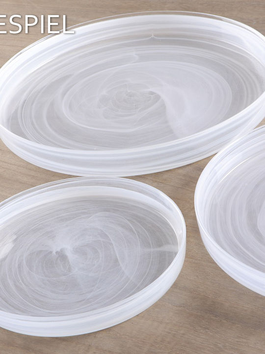 Espiel Atlas Servierplatte Oval Glas Weiß 21x16.5cm 1Stück