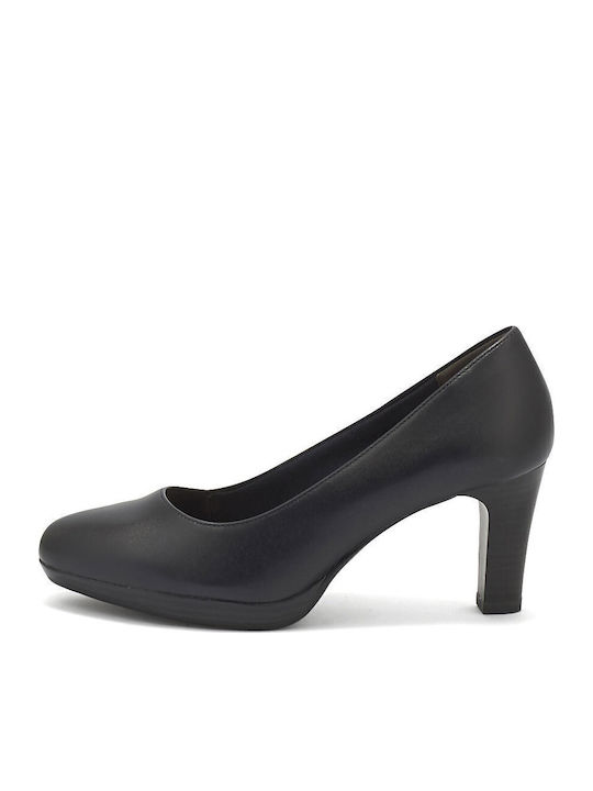 Leather Navy Blue Medium Heels