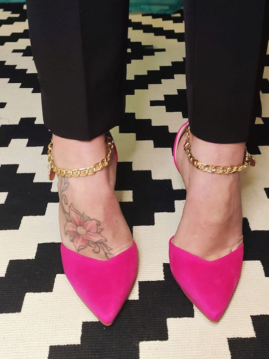 Pumps mit Stiletto-Absatz & Riemchen Fuchsie