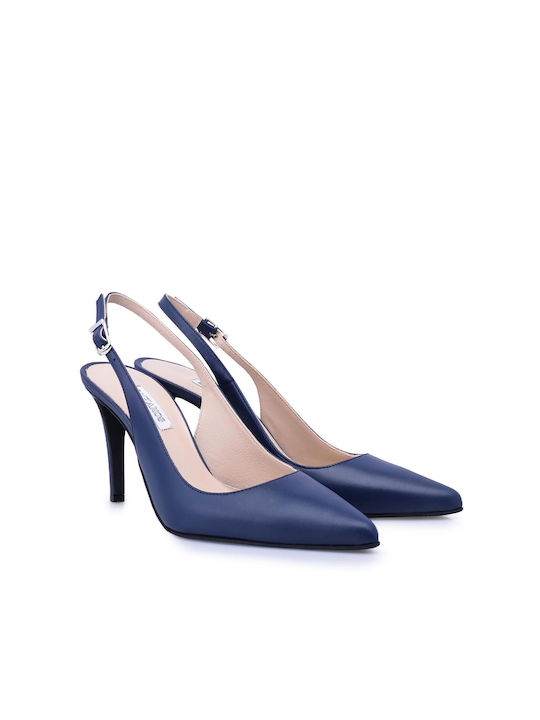 Sagiakos Navy Blue Heels with Strap