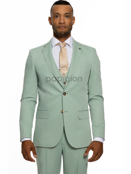 Vittorio Artist Men's Suit with Vest Green