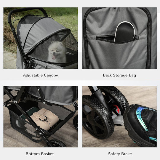 Pawhut Dog Carrying Gray Stroller L95xW76.5xH52cm
