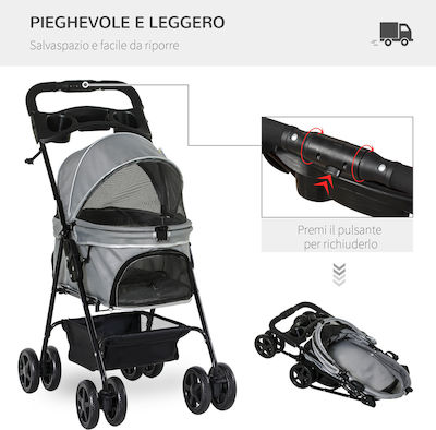 Pawhut Kinderwagen für Hunde bis 4kg Gray L96xB67xH45cm.