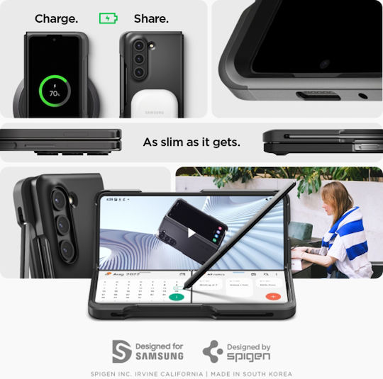 Spigen Thin Fit Pen Back Cover Plastic 1.55mm Negru (Galaxy Z Fold5)