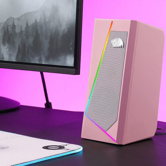 Redragon GS520 Anvil RGB Компютърни тонколони 2.0 с RGB осветление и мощност 10W в Розов цвят