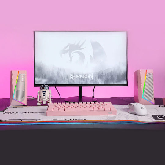 Redragon GS520 Anvil RGB Компютърни тонколони 2.0 с RGB осветление и мощност 10W в Розов цвят