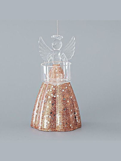 Eurolamp Christmas Glass Figure Cherub Rose Gold Length 8cm