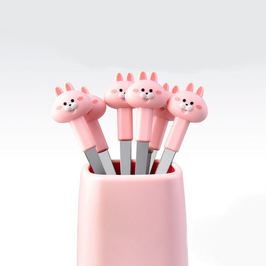 Inox Fruit/Dessert Fork Set Pink 11cm 6pcs