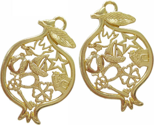 Kostibas Fashion Charms Metallic Jewelry Material Gold in Shape Pomegranate 5.2x5.2cm. Set 25pcs