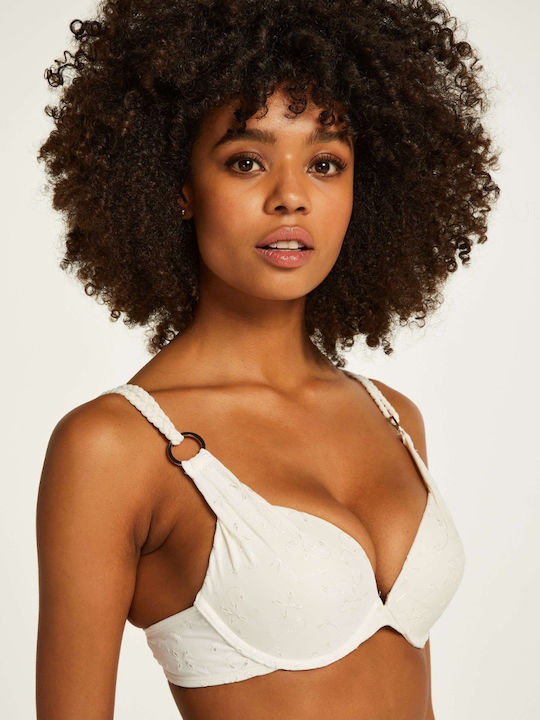 Padded Underwire Bikini Bra with Adjustable Straps White