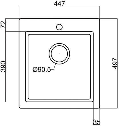 Crown Quadra Q-45 6745 Ένθετος από Συνθετικό Γρανίτη Μ45xΠ50cm