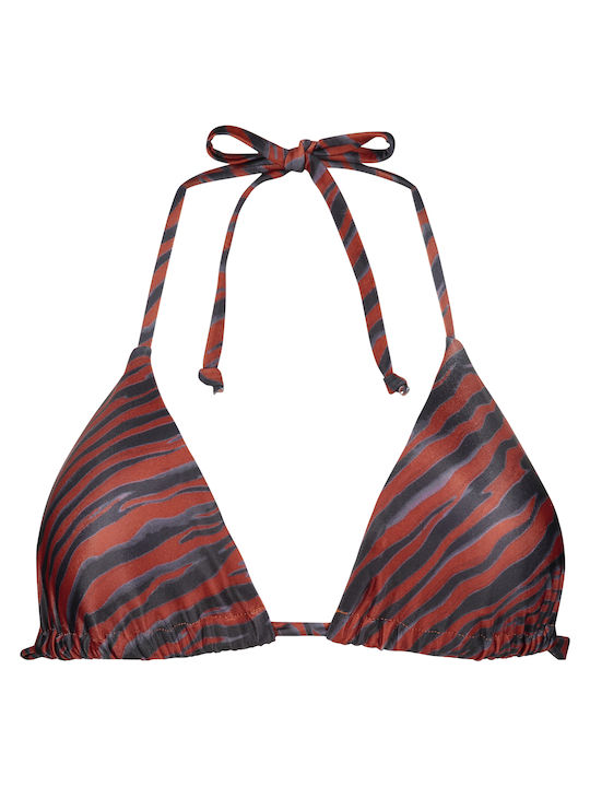 Triangle Bikini Top Red Animal Print