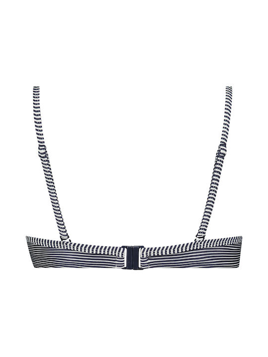 Underwire Bikini Bra with Ruffles Black Striped