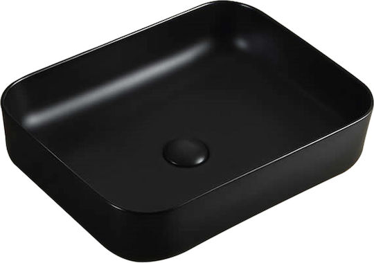 Vinci Square Slim Επικαθήμενος Νιπτήρας Πορσελάνης 50.4x39x14cm Μαύρος Vinci Square Slim Επικαθήμενος Νιπτήρας Πορσελάνης 50.4x39x14cm Μαύρος