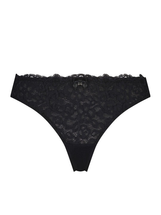 Marine Women's String with Lace Black