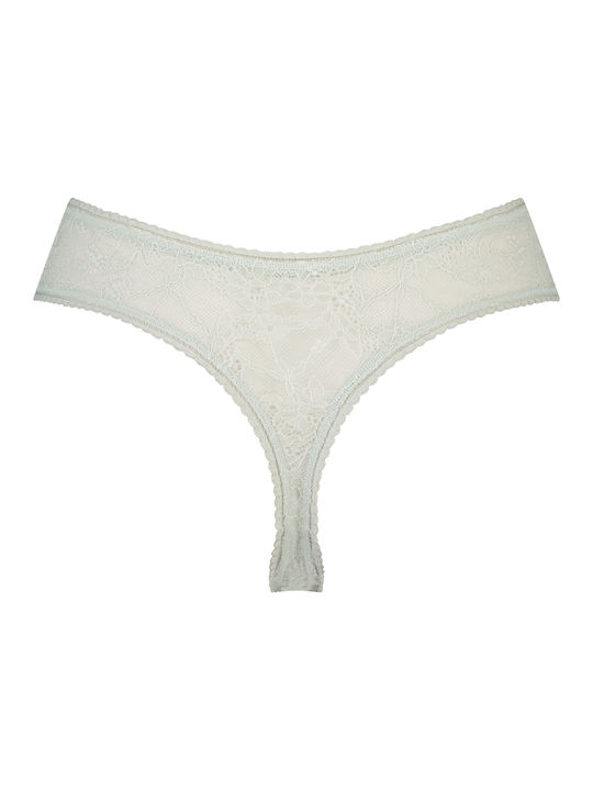 Hunkemöller High-waisted Women's String with Lace Gray