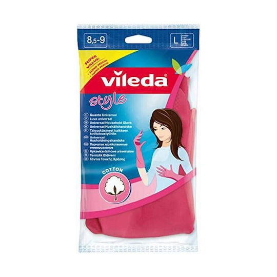 Vileda Ζεύγος Γαντιών Καθαριότητας Universal Πλαστικά Medium Ροζ