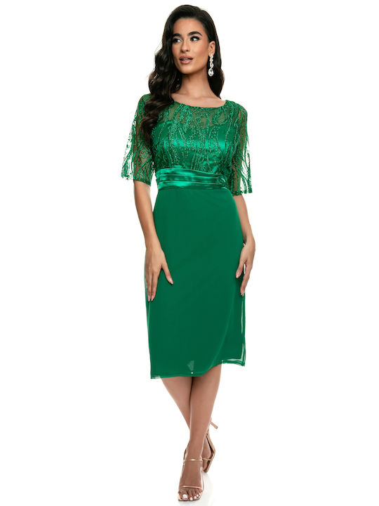 RichgirlBoudoir Rochii de vară pentru femei Midi Rochie pentru Nuntă / Botez cu dantelă Verde