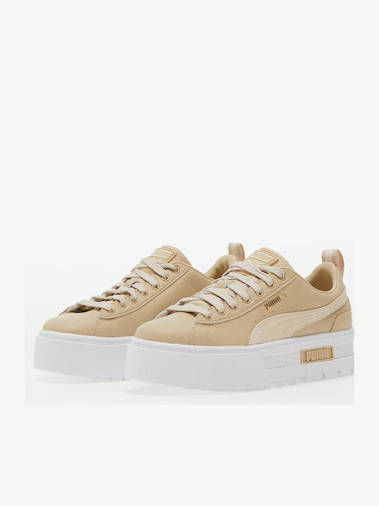 Mayze Lth Women's Flatforms Sneakers Beige