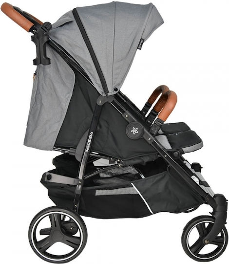 Bebe Stars Double Trouble Количка за близнаци Подходяща за Новоредено Сива 12.5kg