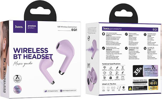 Hoco EQ1 Earbud Bluetooth Handsfree Earphones with Charging Case Purple