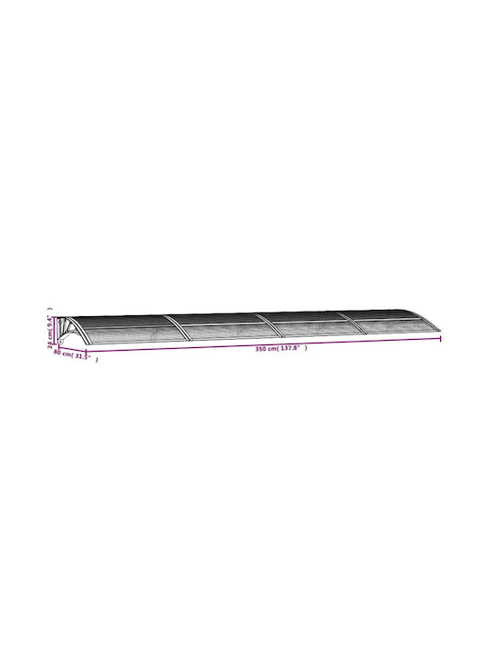 vidaXL Πολυκαρβονικό Στέγαστρο Π350xΒ80cm