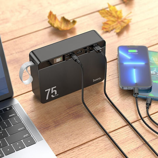 Hoco J94 Overlord Power Bank 75000mAh 22.5W mit 3 USB-A Anschlüssen und USB-C Anschluss Schwarz