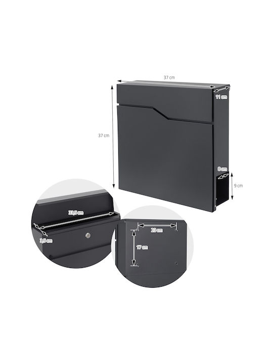 Inox Outdoor Mailbox Gray 37x11x37cm