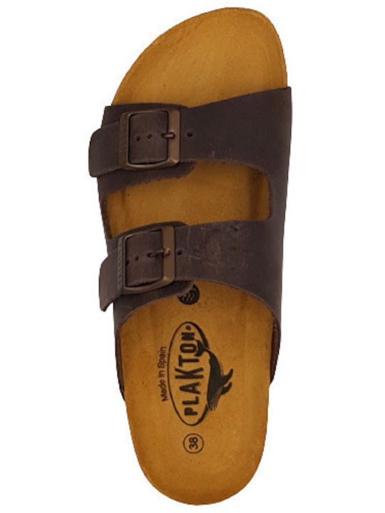 Leather Women's Flat Sandals Anatomic Marron