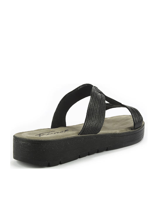 Δερμάτινα Γυναικεία Σανδάλια Flatforms Μαύρα