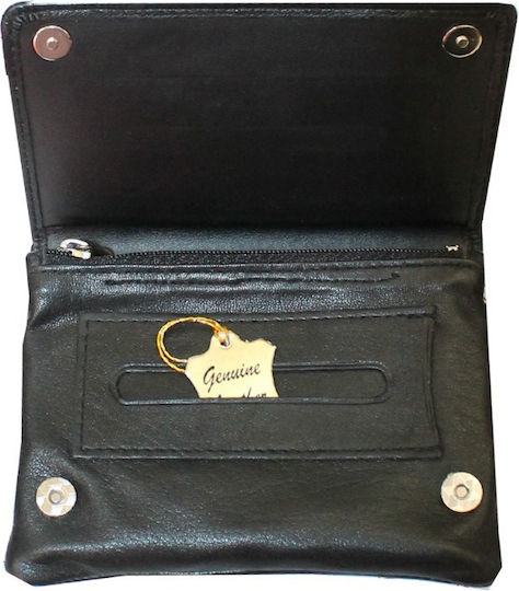 Lederne Tabaktasche in Schwarz mit magnetischem Verschluss 13x9cm