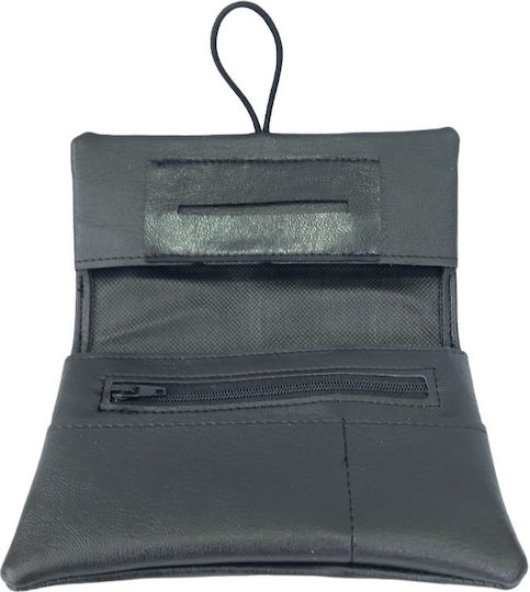 Handgefertigte Tabaktasche aus Künstliches Leder Schwarz mit Kordel 16x9cm