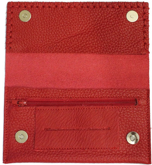 Panora Tobacco Pouch With Magnetic Clasp 16.2x9.5cm Red