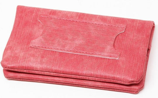 Monte Lederne Tabaktasche in Rosa mit Verschluss 15x8.5cm