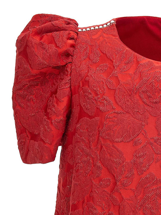 Monnalisa Mädchen Kleid Kurzärmelig Rot