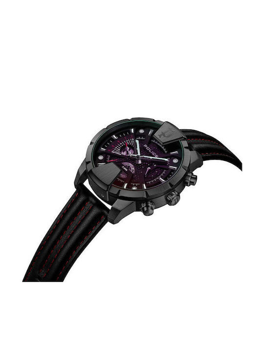 Police Huntley Men's Watch 48mm Battery with Black Leather Strap
