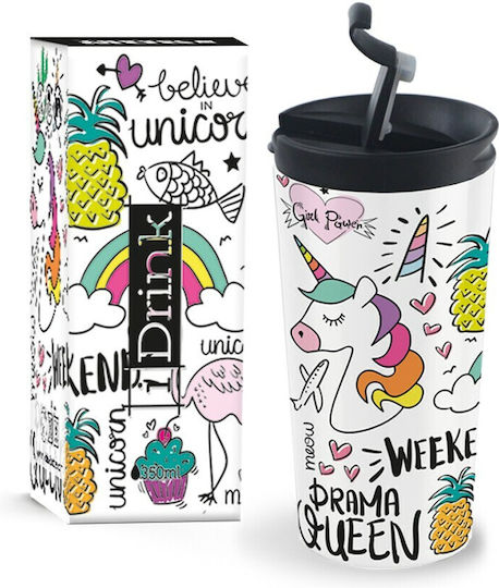I-Total iDrink Graphics Ποτήρι Θερμός Ανοξείδωτο BPA Free 350ml Πολύχρωμο με Επιστόμιο