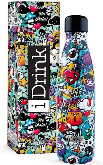 I-Total iDrink Graphics Μπουκάλι Θερμός Ανοξείδωτο BPA Free 500ml Πολύχρωμο