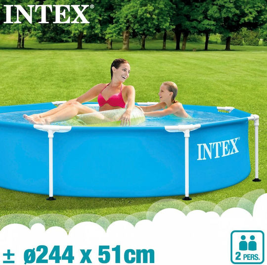 Intex Στρογγυλή Πισίνα PVC 1828lt με Μεταλλικό Σκελετό 244x51εκ. Μπλε