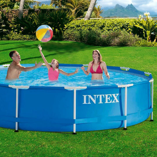 Intex Στρογγυλή Πισίνα PVC 6503lt με Μεταλλικό Σκελετό 366x76εκ. Γαλάζια