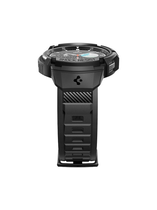 Spigen Rugged Armor Pro Silicone Case in Black color for Galaxy Watch6 Classic 47mm