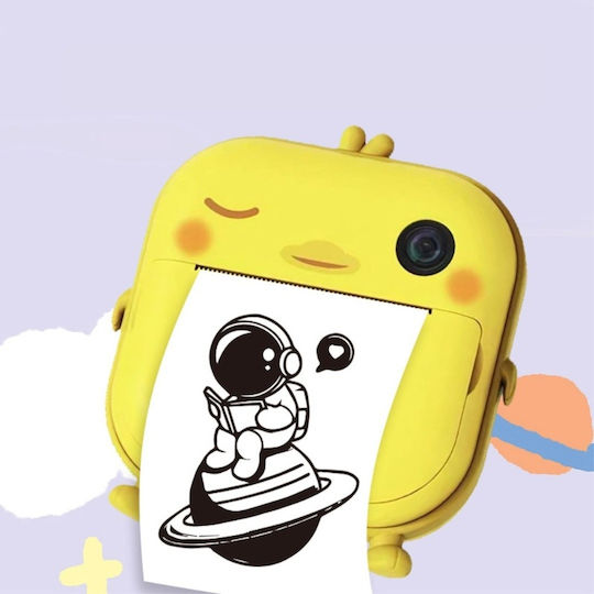 M2 Cute Rabbit Compact Φωτογραφική Μηχανή 48MP με Οθόνη 2.4" Θερμικής Εκτύπωσης Κίτρινη