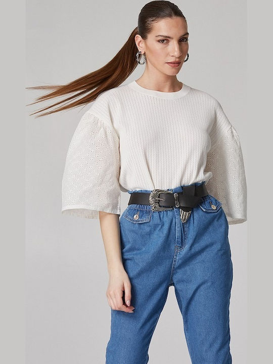 Damen Langarm Pullover Beige