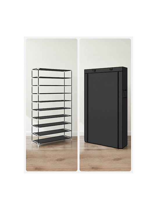 Fabric Shoe Organizer with 9 Shelves Black 88x28x160cm