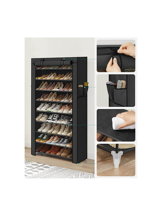 Fabric Shoe Organizer with 9 Shelves Black 88x28x160cm