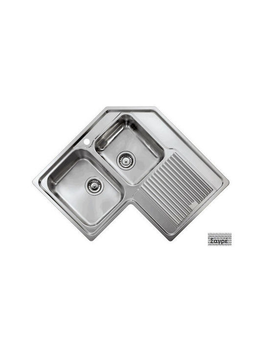 Sanitec Zenith 11298 Drop-In Spüle Ecke Rechts Inox Matt B83xT83cm Silber