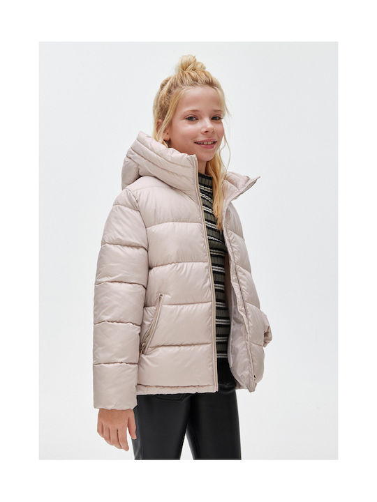 Mayoral Girls Quilted Coat Beige with Ηood