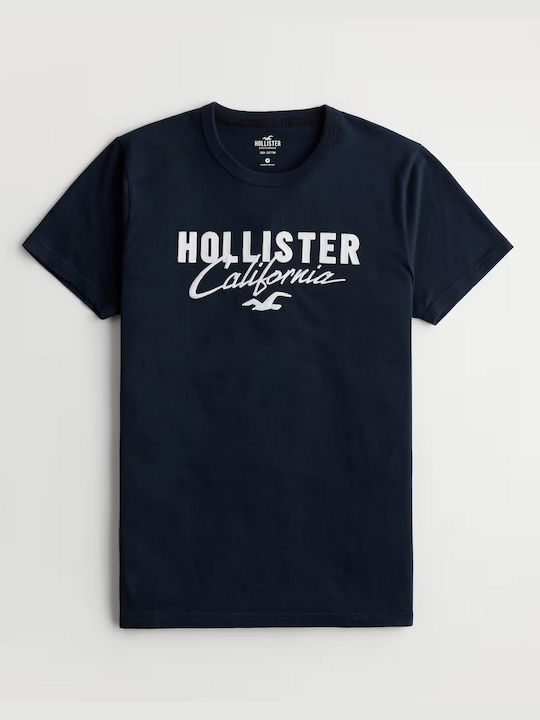 Hollister T-shirt Bărbătesc cu Mânecă Scurtă Albastru marin